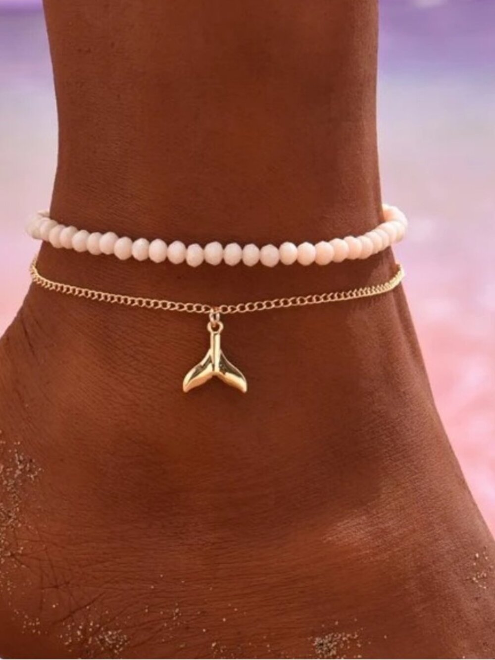 Gold and Cream anklet Duo M583